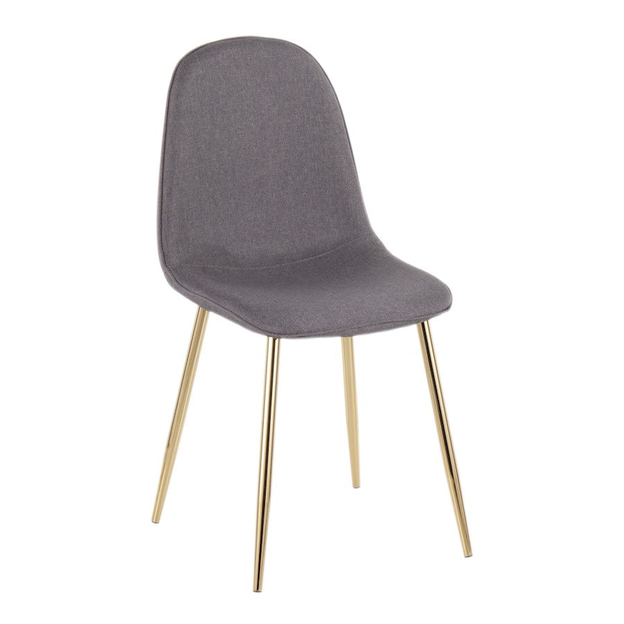 LumiSource Pebble Chair Set of 2 | Gold Steel and Charcoal Fabric | Living Room & Dining Room Accent Chairs | 18 x 21 x 35 in | Model CH-PEBBLEAUCHAR2