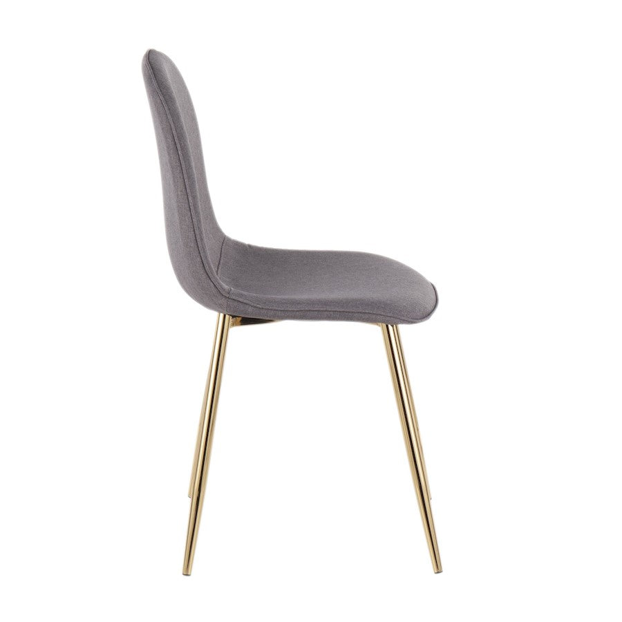 LumiSource Pebble Chair Set of 2 | Gold Steel and Charcoal Fabric | Living Room & Dining Room Accent Chairs | 18 x 21 x 35 in | Model CH-PEBBLEAUCHAR2