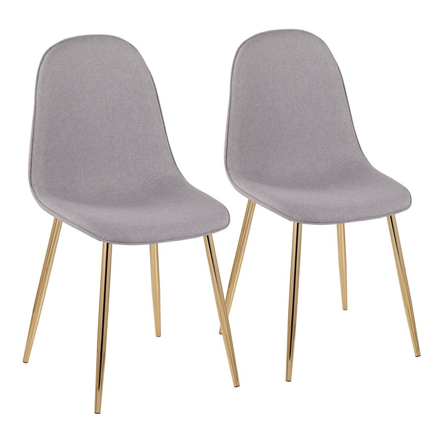LumiSource Pebble Chair Set of 2 | Gold Steel and Light Grey Fabric | Living Room & Guest Seating | 20.75 x 17.75 x 35 in | Model CH-PEBBLEAULGY2