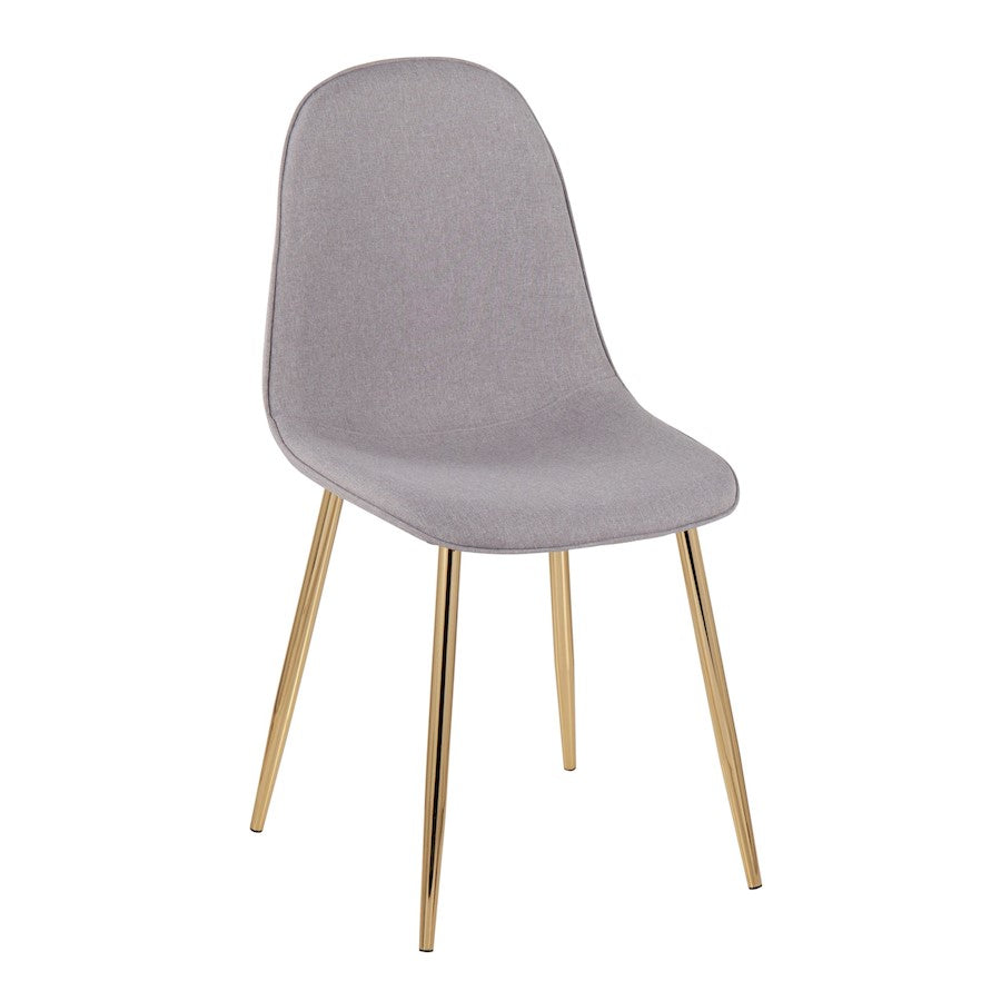LumiSource Pebble Chair Set of 2 | Gold Steel and Light Grey Fabric | Living Room & Guest Seating | 20.75 x 17.75 x 35 in | Model CH-PEBBLEAULGY2