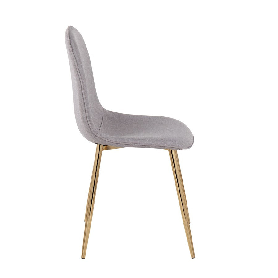 LumiSource Pebble Chair Set of 2 | Gold Steel and Light Grey Fabric | Living Room & Guest Seating | 20.75 x 17.75 x 35 in | Model CH-PEBBLEAULGY2