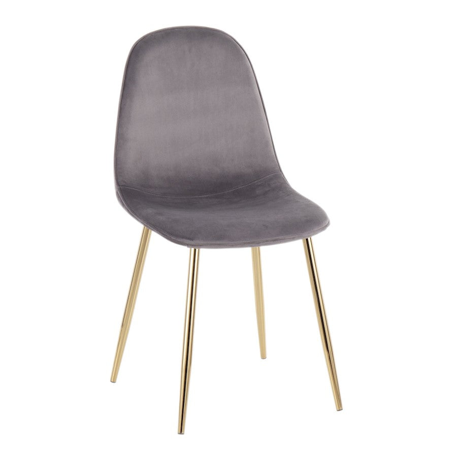 LumiSource Pebble Chair Set of 2 | Gold Steel and Grey Velvet | Living Room & Guest Seating | 20.75 x 17.75 x 35 in | Model CH-PEBBLEAUVGY2