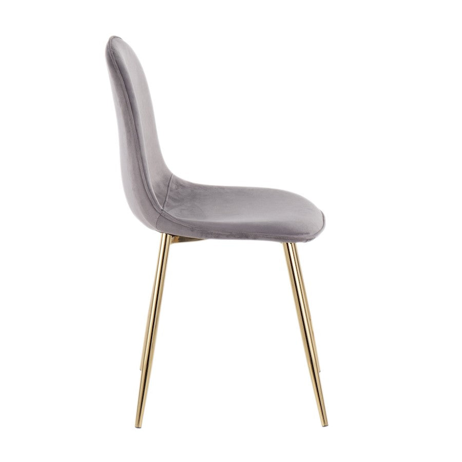 LumiSource Pebble Chair Set of 2 | Gold Steel and Grey Velvet | Living Room & Guest Seating | 20.75 x 17.75 x 35 in | Model CH-PEBBLEAUVGY2