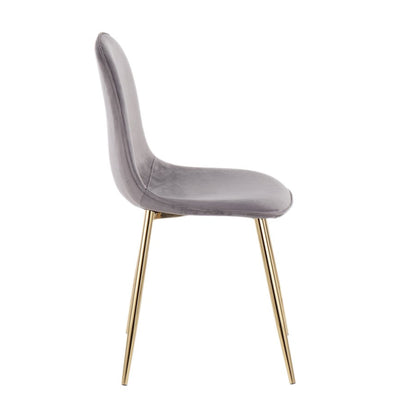 LumiSource Pebble Chair Set of 2 | Gold Steel and Grey Velvet | Living Room & Guest Seating | 20.75 x 17.75 x 35 in | Model CH-PEBBLEAUVGY2