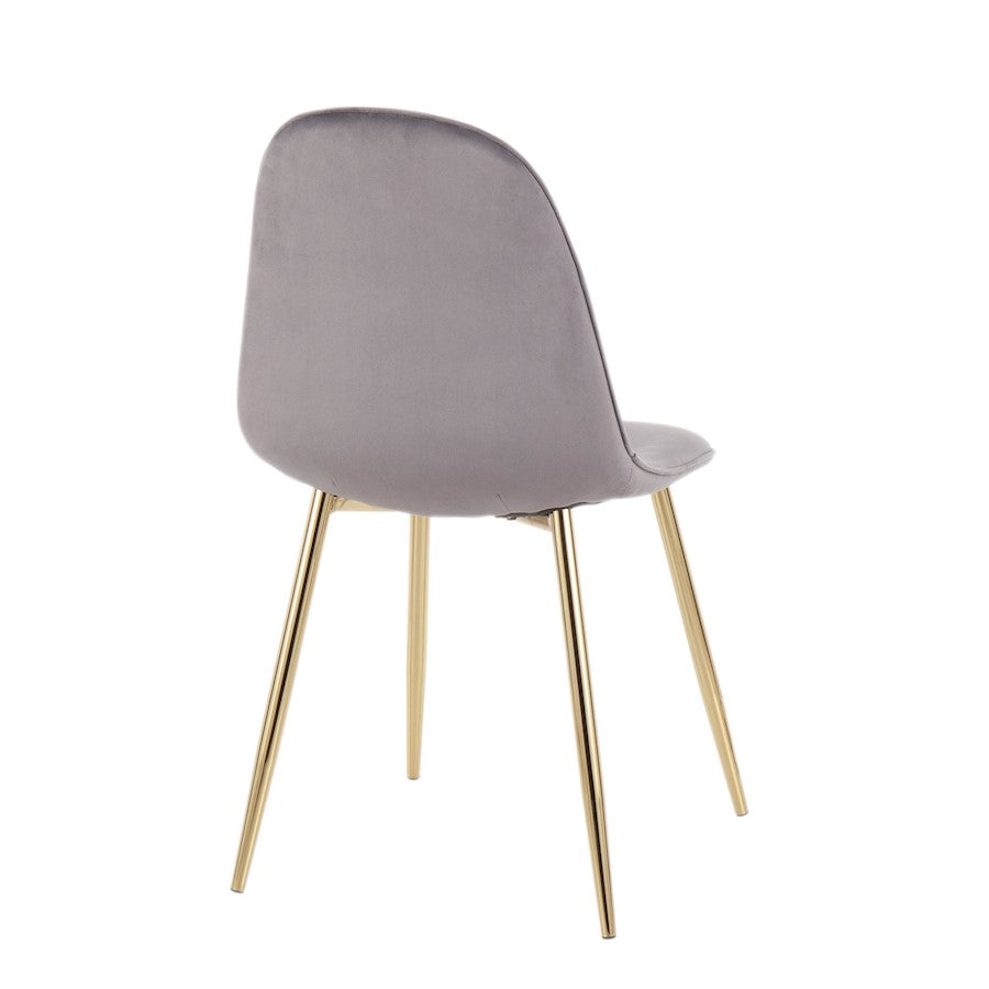 LumiSource Pebble Chair Set of 2 | Gold Steel and Grey Velvet | Living Room & Guest Seating | 20.75 x 17.75 x 35 in | Model CH-PEBBLEAUVGY2