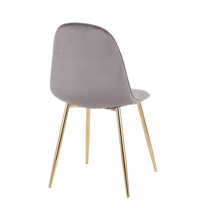 LumiSource Pebble Chair Set of 2 | Gold Steel and Grey Velvet | Living Room & Guest Seating | 20.75 x 17.75 x 35 in | Model CH-PEBBLEAUVGY2