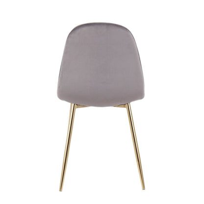 LumiSource Pebble Chair Set of 2 | Gold Steel and Grey Velvet | Living Room & Guest Seating | 20.75 x 17.75 x 35 in | Model CH-PEBBLEAUVGY2