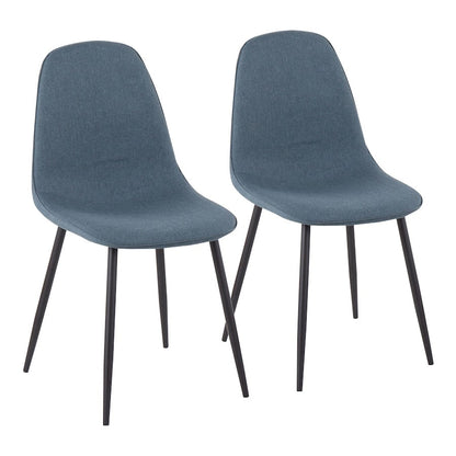 LumiSource Pebble Chair Set of 2 | Black Steel and Blue Fabric | Living Room & Guest Seating | 20.75 x 17.75 x 35 in | Model CH-PEBBLEBKBU2