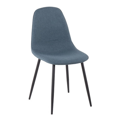 LumiSource Pebble Chair Set of 2 | Black Steel and Blue Fabric | Living Room & Guest Seating | 20.75 x 17.75 x 35 in | Model CH-PEBBLEBKBU2