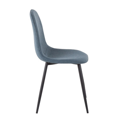 LumiSource Pebble Chair Set of 2 | Black Steel and Blue Fabric | Living Room & Guest Seating | 20.75 x 17.75 x 35 in | Model CH-PEBBLEBKBU2