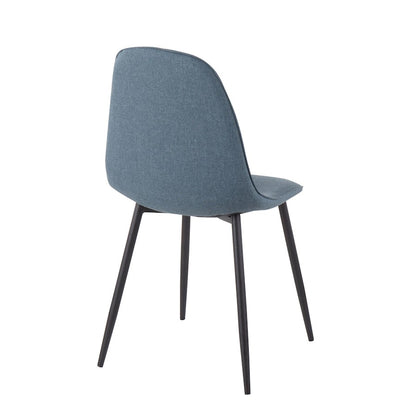 LumiSource Pebble Chair Set of 2 | Black Steel and Blue Fabric | Living Room & Guest Seating | 20.75 x 17.75 x 35 in | Model CH-PEBBLEBKBU2