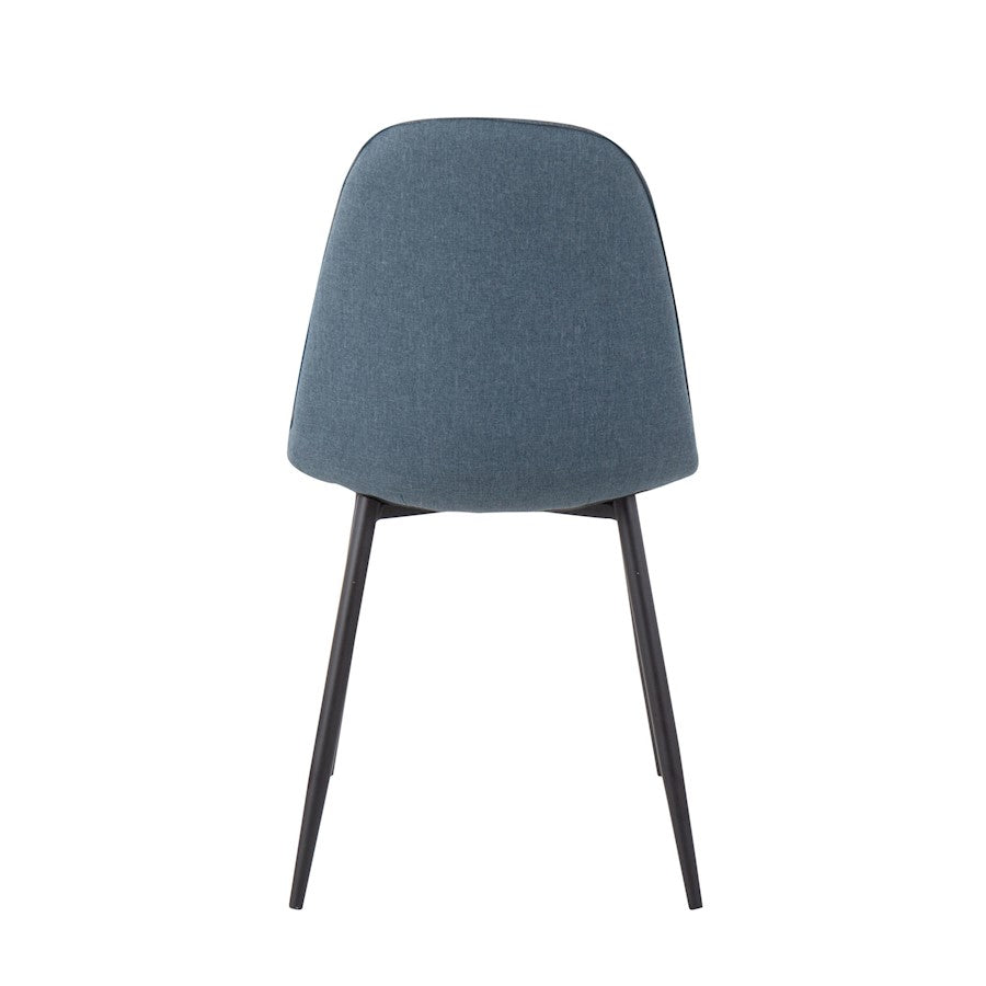 LumiSource Pebble Chair Set of 2 | Black Steel and Blue Fabric | Living Room & Guest Seating | 20.75 x 17.75 x 35 in | Model CH-PEBBLEBKBU2