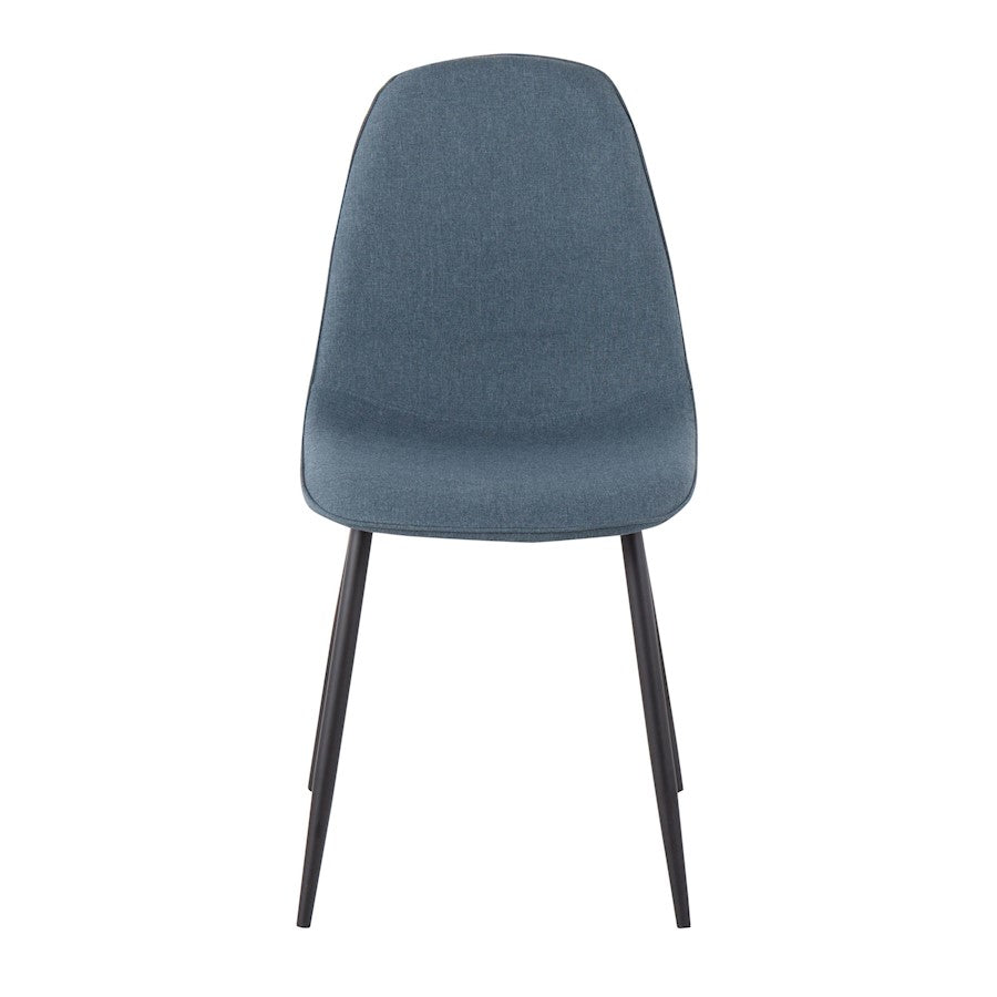 LumiSource Pebble Chair Set of 2 | Black Steel and Blue Fabric | Living Room & Guest Seating | 20.75 x 17.75 x 35 in | Model CH-PEBBLEBKBU2