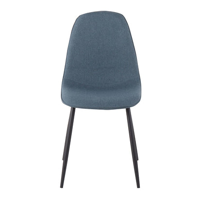 LumiSource Pebble Chair Set of 2 | Black Steel and Blue Fabric | Living Room & Guest Seating | 20.75 x 17.75 x 35 in | Model CH-PEBBLEBKBU2