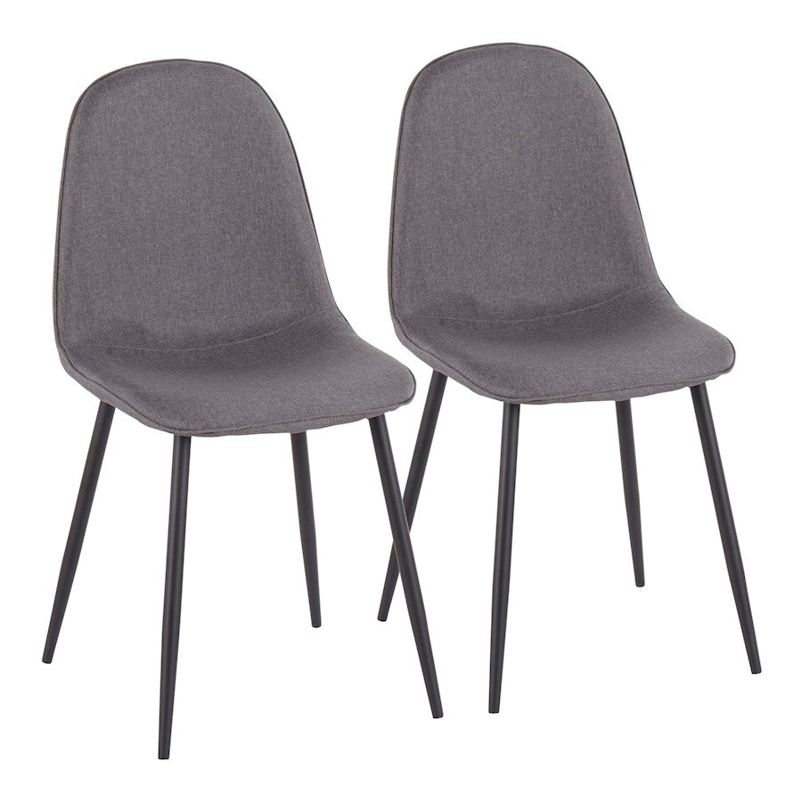 LumiSource Pebble Chair Set of 2 | Black Steel and Charcoal Fabric | Living Room & Guest Seating | 20.75 x 17.75 x 35 in | Model CH-PEBBLEBKCHAR2
