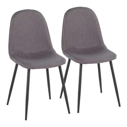 LumiSource Pebble Chair Set of 2 | Black Steel and Charcoal Fabric | Living Room & Guest Seating | 20.75 x 17.75 x 35 in | Model CH-PEBBLEBKCHAR2