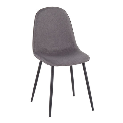 LumiSource Pebble Chair Set of 2 | Black Steel and Charcoal Fabric | Living Room & Guest Seating | 20.75 x 17.75 x 35 in | Model CH-PEBBLEBKCHAR2