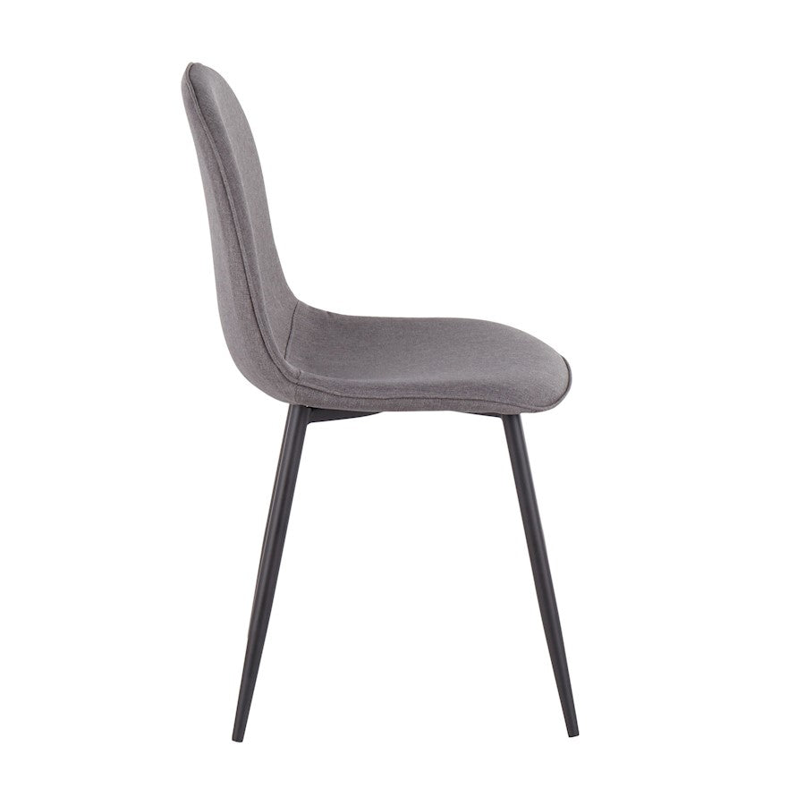 LumiSource Pebble Chair Set of 2 | Black Steel and Charcoal Fabric | Living Room & Guest Seating | 20.75 x 17.75 x 35 in | Model CH-PEBBLEBKCHAR2
