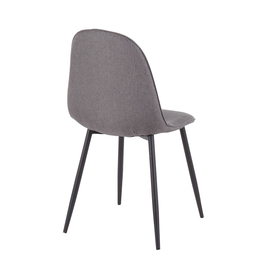 LumiSource Pebble Chair Set of 2 | Black Steel and Charcoal Fabric | Living Room & Guest Seating | 20.75 x 17.75 x 35 in | Model CH-PEBBLEBKCHAR2