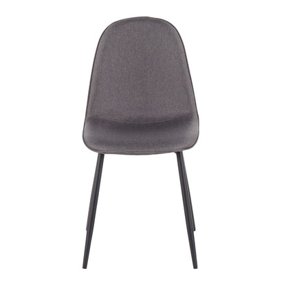 LumiSource Pebble Chair Set of 2 | Black Steel and Charcoal Fabric | Living Room & Guest Seating | 20.75 x 17.75 x 35 in | Model CH-PEBBLEBKCHAR2