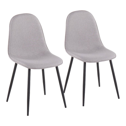 LumiSource Pebble Chair Set of 2 | Contemporary Black Steel and Light Grey Fabric | Living Room & Dining Room Guest Seating | Model CH-PEBBLEBKLGY2