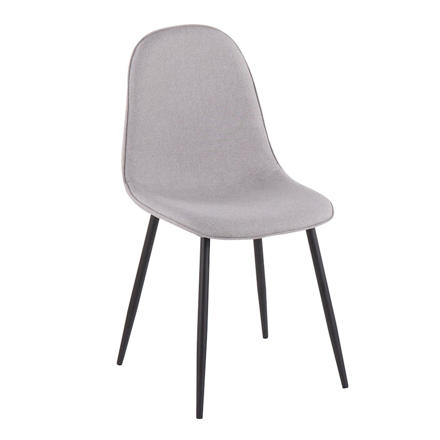 LumiSource Pebble Chair Set of 2 | Contemporary Black Steel and Light Grey Fabric | Living Room & Dining Room Guest Seating | Model CH-PEBBLEBKLGY2