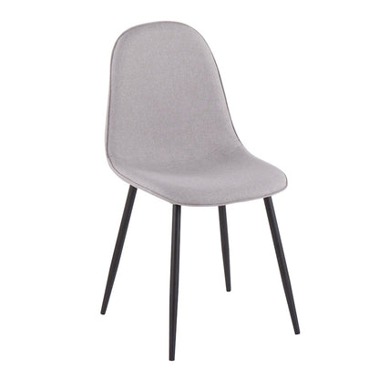LumiSource Pebble Chair Set of 2 | Contemporary Black Steel and Light Grey Fabric | Living Room & Dining Room Guest Seating | Model CH-PEBBLEBKLGY2