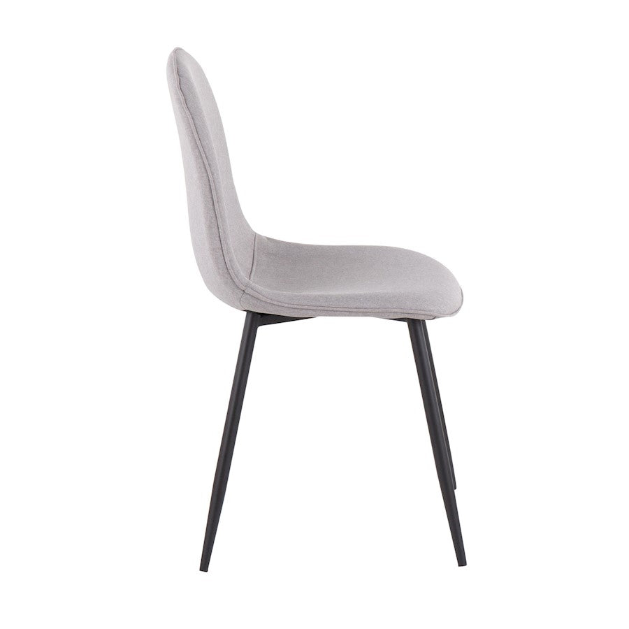 LumiSource Pebble Chair Set of 2 | Contemporary Black Steel and Light Grey Fabric | Living Room & Dining Room Guest Seating | Model CH-PEBBLEBKLGY2