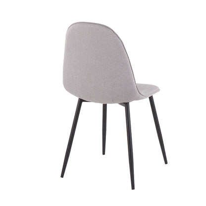 LumiSource Pebble Chair Set of 2 | Contemporary Black Steel and Light Grey Fabric | Living Room & Dining Room Guest Seating | Model CH-PEBBLEBKLGY2