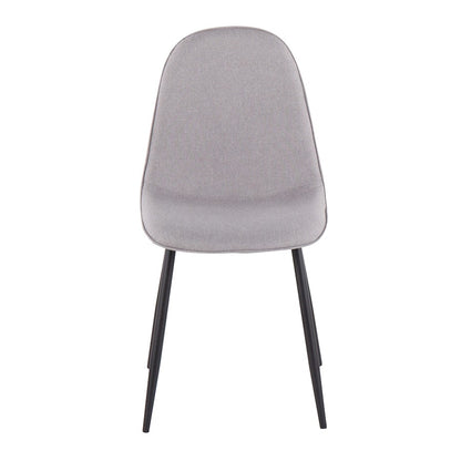 LumiSource Pebble Chair Set of 2 | Contemporary Black Steel and Light Grey Fabric | Living Room & Dining Room Guest Seating | Model CH-PEBBLEBKLGY2
