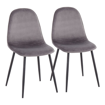 LumiSource Pebble Chair Set of 2 | Contemporary Black Steel and Grey Velvet | Living Room & Dining Room Guest Seating | Model CH-PEBBLEBKVGY2