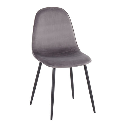 LumiSource Pebble Chair Set of 2 | Contemporary Black Steel and Grey Velvet | Living Room & Dining Room Guest Seating | Model CH-PEBBLEBKVGY2