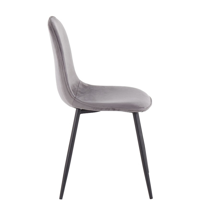 LumiSource Pebble Chair Set of 2 | Contemporary Black Steel and Grey Velvet | Living Room & Dining Room Guest Seating | Model CH-PEBBLEBKVGY2