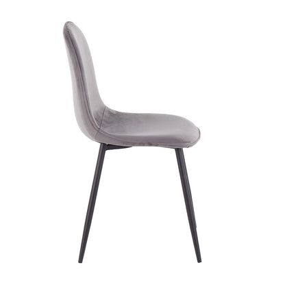 LumiSource Pebble Chair Set of 2 | Contemporary Black Steel and Grey Velvet | Living Room & Dining Room Guest Seating | Model CH-PEBBLEBKVGY2