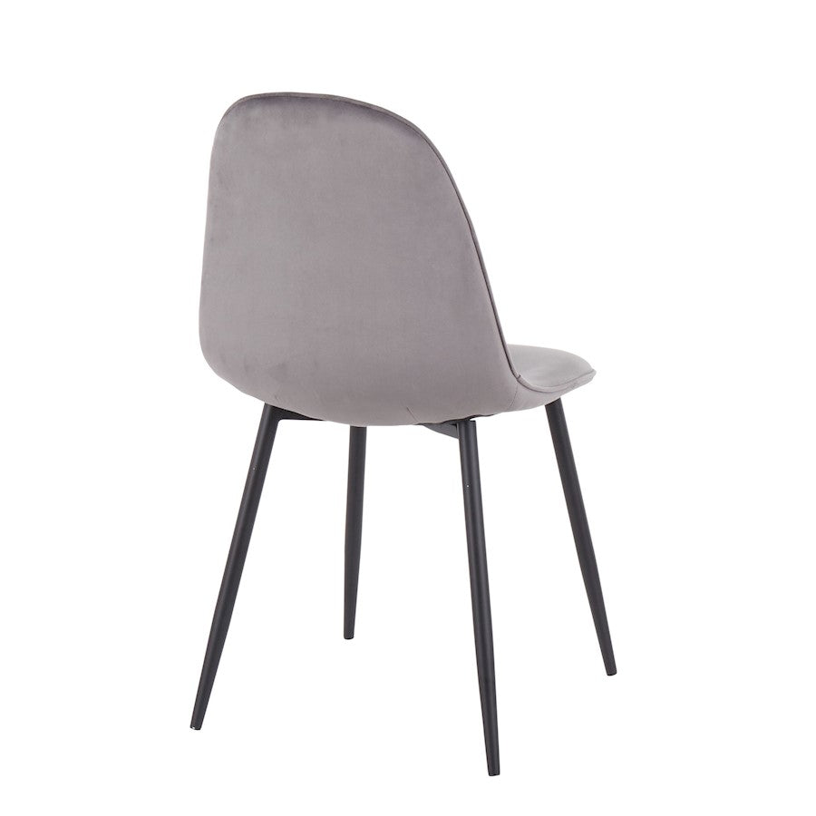 LumiSource Pebble Chair Set of 2 | Contemporary Black Steel and Grey Velvet | Living Room & Dining Room Guest Seating | Model CH-PEBBLEBKVGY2
