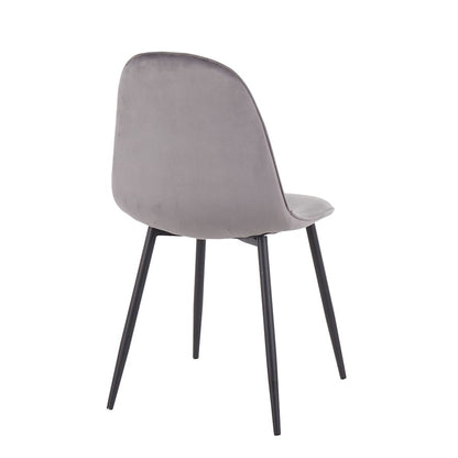 LumiSource Pebble Chair Set of 2 | Contemporary Black Steel and Grey Velvet | Living Room & Dining Room Guest Seating | Model CH-PEBBLEBKVGY2