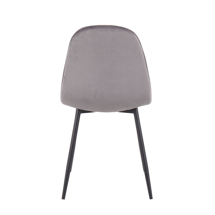LumiSource Pebble Chair Set of 2 | Contemporary Black Steel and Grey Velvet | Living Room & Dining Room Guest Seating | Model CH-PEBBLEBKVGY2