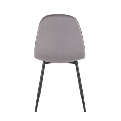 LumiSource Pebble Chair Set of 2 | Contemporary Black Steel and Grey Velvet | Living Room & Dining Room Guest Seating | Model CH-PEBBLEBKVGY2