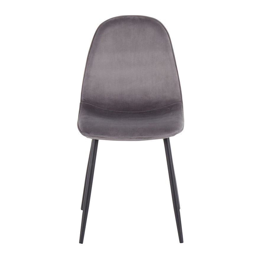LumiSource Pebble Chair Set of 2 | Contemporary Black Steel and Grey Velvet | Living Room & Dining Room Guest Seating | Model CH-PEBBLEBKVGY2