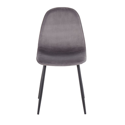 LumiSource Pebble Chair Set of 2 | Contemporary Black Steel and Grey Velvet | Living Room & Dining Room Guest Seating | Model CH-PEBBLEBKVGY2