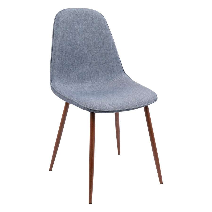 LumiSource Pebble Dining/Accent Chair Set of 2 | Mid-Century Walnut and Blue Fabric | Dining Room & Living Room Seating | Model CH-PEBWL-BU2
