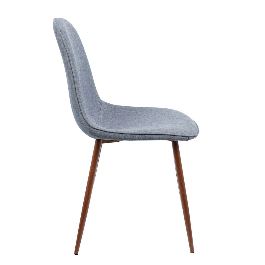 LumiSource Pebble Dining/Accent Chair Set of 2 | Mid-Century Walnut and Blue Fabric | Dining Room & Living Room Seating | Model CH-PEBWL-BU2