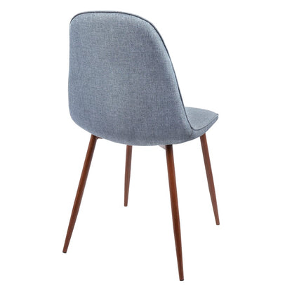 LumiSource Pebble Dining/Accent Chair Set of 2 | Mid-Century Walnut and Blue Fabric | Dining Room & Living Room Seating | Model CH-PEBWL-BU2