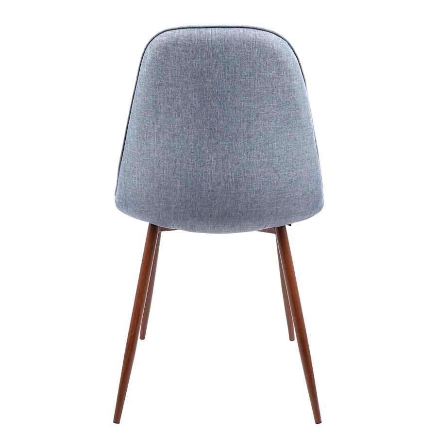 LumiSource Pebble Dining/Accent Chair Set of 2 | Mid-Century Walnut and Blue Fabric | Dining Room & Living Room Seating | Model CH-PEBWL-BU2