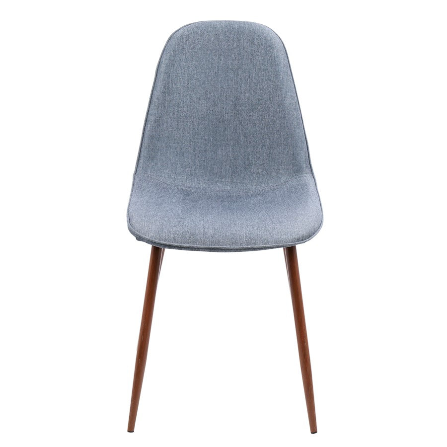 LumiSource Pebble Dining/Accent Chair Set of 2 | Mid-Century Walnut and Blue Fabric | Dining Room & Living Room Seating | Model CH-PEBWL-BU2