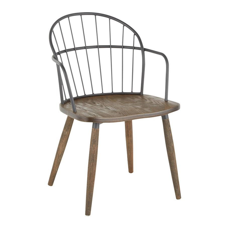 LumiSource Riley Dining Chair | Dark Walnut Wood and Black Metal | Kitchen & Dining Room Seating | 20 x 22 x 30 in | Model CH-RILEYBNBK