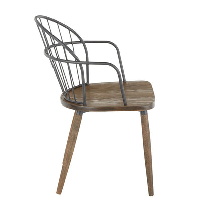 LumiSource Riley Dining Chair | Dark Walnut Wood and Black Metal | Kitchen & Dining Room Seating | 20 x 22 x 30 in | Model CH-RILEYBNBK