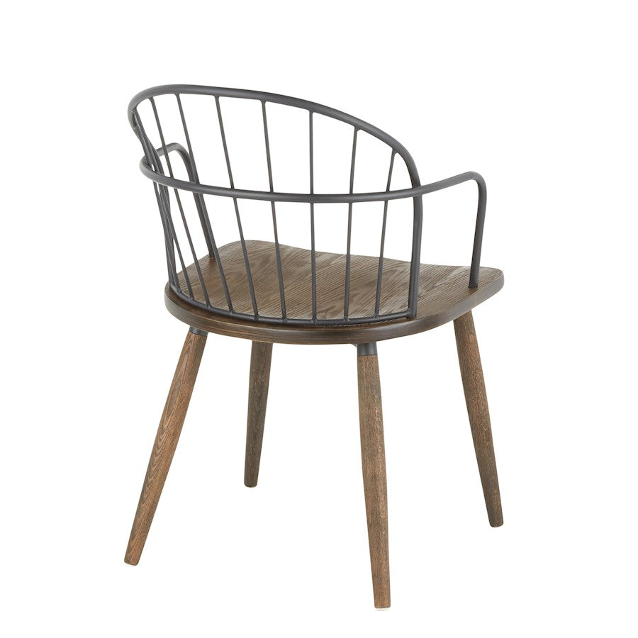 LumiSource Riley Dining Chair | Dark Walnut Wood and Black Metal | Kitchen & Dining Room Seating | 20 x 22 x 30 in | Model CH-RILEYBNBK