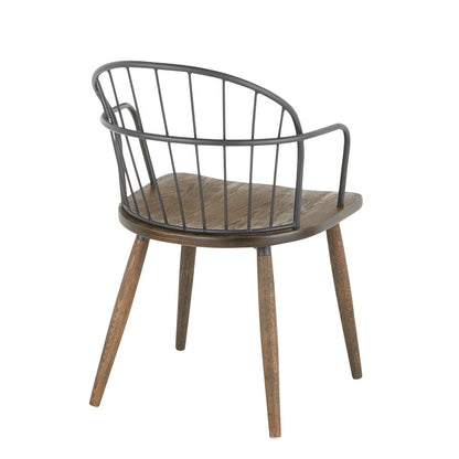 LumiSource Riley Dining Chair | Dark Walnut Wood and Black Metal | Kitchen & Dining Room Seating | 20 x 22 x 30 in | Model CH-RILEYBNBK