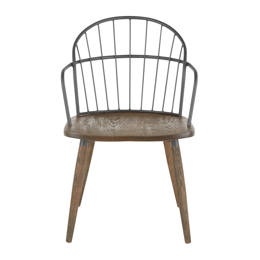 LumiSource Riley Dining Chair | Dark Walnut Wood and Black Metal | Kitchen & Dining Room Seating | 20 x 22 x 30 in | Model CH-RILEYBNBK